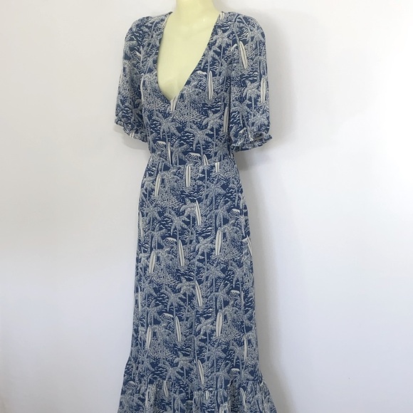 Reformation Dress “Nantre” Bali Blue Sz4 Please note the measurements Nwot - Picture 5 of 8